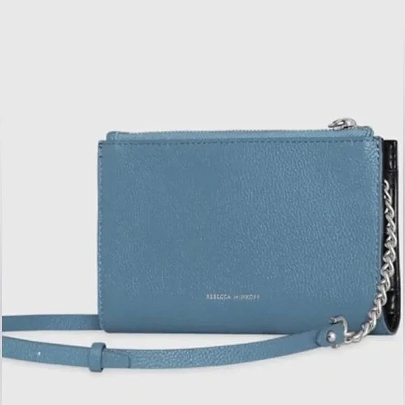 NWOT Rebecca Minkoff Multi Studded Wallet With Chain Strap - Blue - Picture 2 of 9